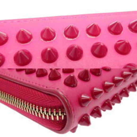 Christian Louboutin Panettone Spike Long Wallet Leather Pink - Picture 8 of 9